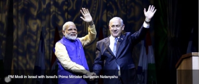 PM Modi in Israel with Israel’s Prime Minister Benjamin Netanyahu